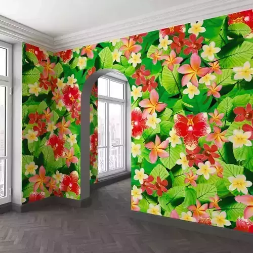 WallDeco-Life-var-37 room with tropical flowers on wall