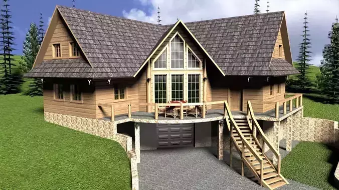 Log House with garage