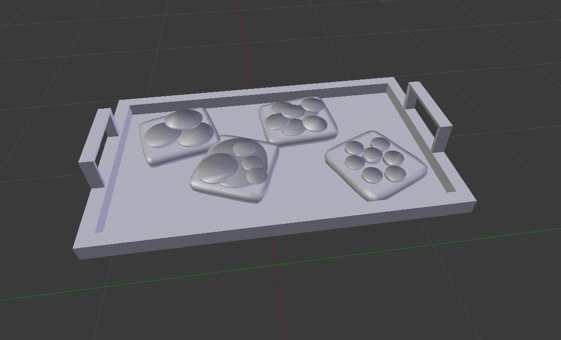 Kitchen Tray with toasts mesh Low-poly 3D model_1