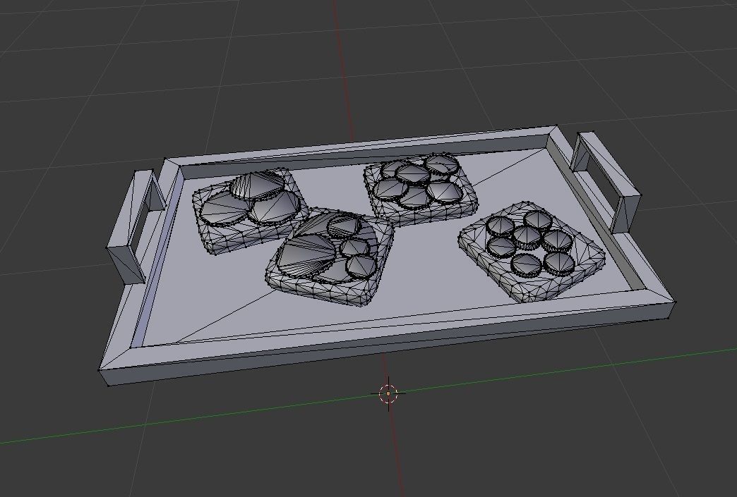 Kitchen Tray with toasts mesh Low-poly 3D model_2