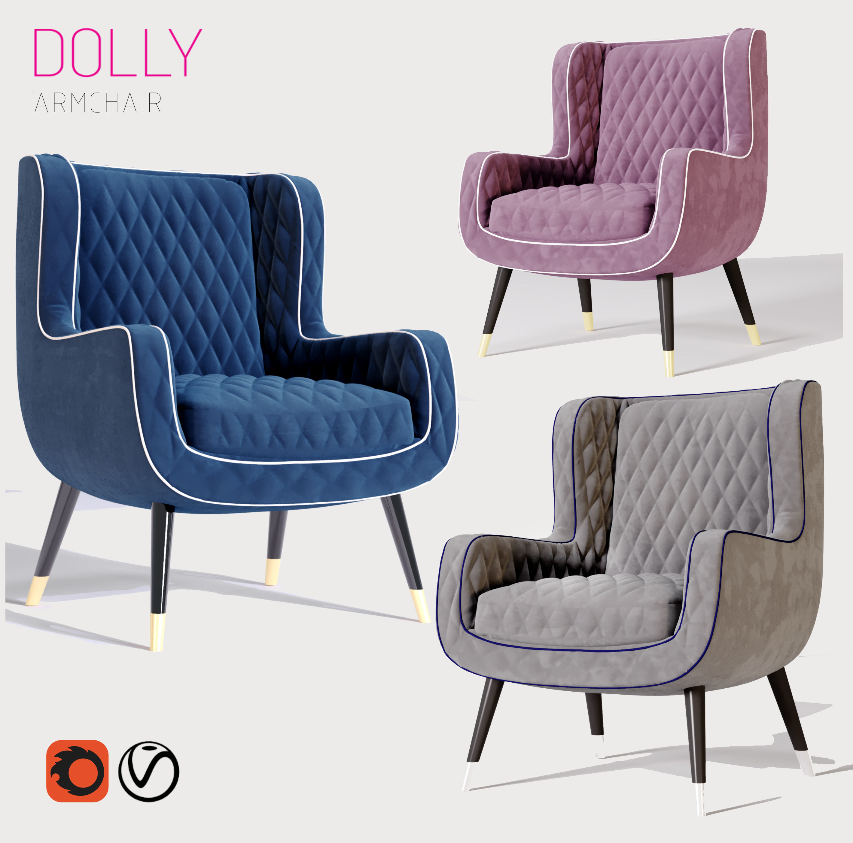 Baxter Dolly armchair 3D model_2