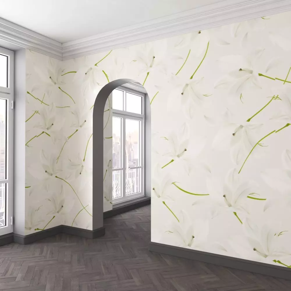 WallDeco-Life-var-54 empty room with floral wallpaper 3D model