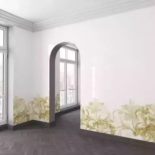 WallDeco-Life-var-75 empty room with golden floral pattern on wall