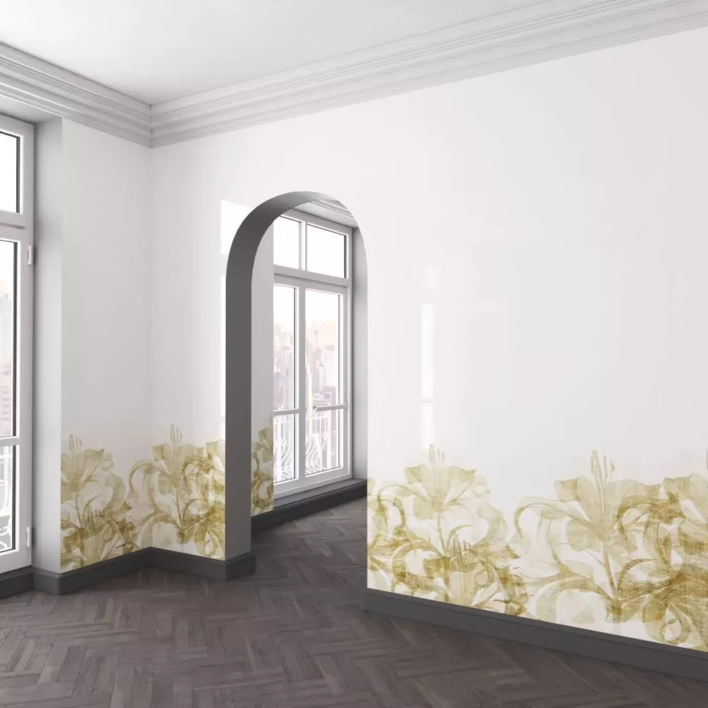 WallDeco-Life-var-75 empty room with golden floral pattern on... 3D model