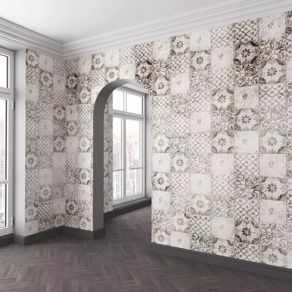 WallDeco-Life-var-87 empty room with tiled wall 3D model