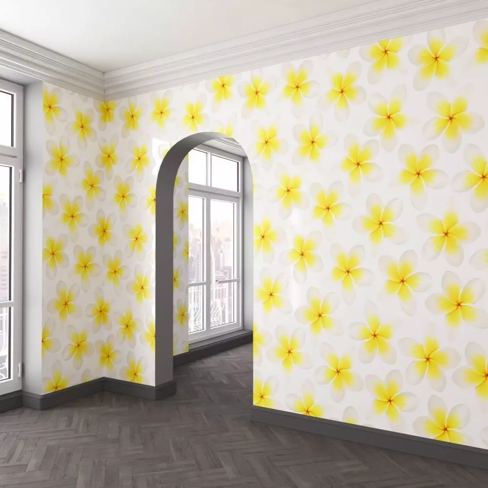 WallDeco-Life-var-92 empty room with flowers on wall 3D model