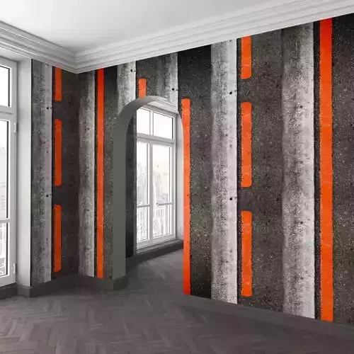 WallDeco-Life-var-94 room with orange and stripes on wall