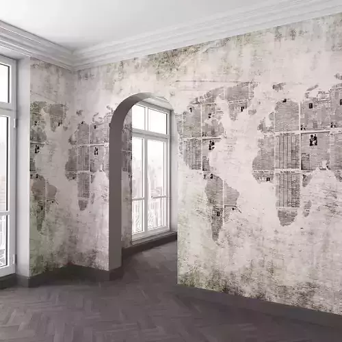 WallDeco-Life-var-96 room with old world map wallpaper 3D model