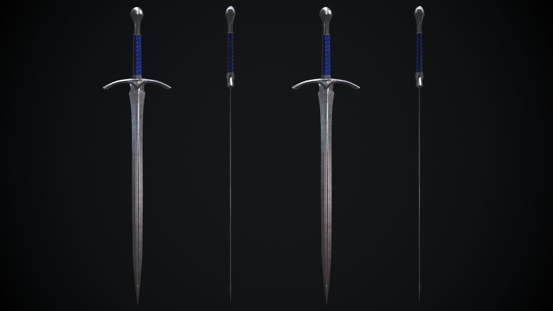 Glamdring Sword from The Lord of the Rings Movie Low-poly 3D model_2