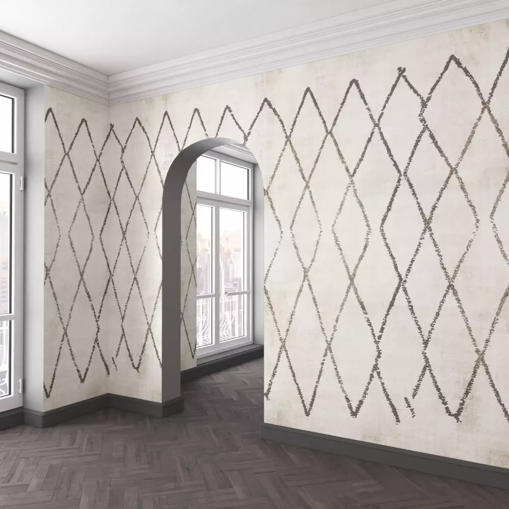 WallDeco-Life-var-108 empty room with geometric pattern on wall 3D model