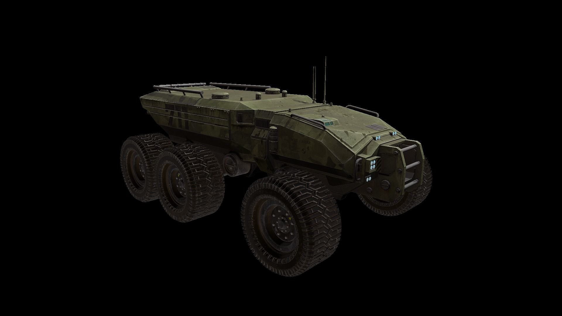 Technical Vehicle Green Source Files Attached 8K Textures Low-poly 3D model_4