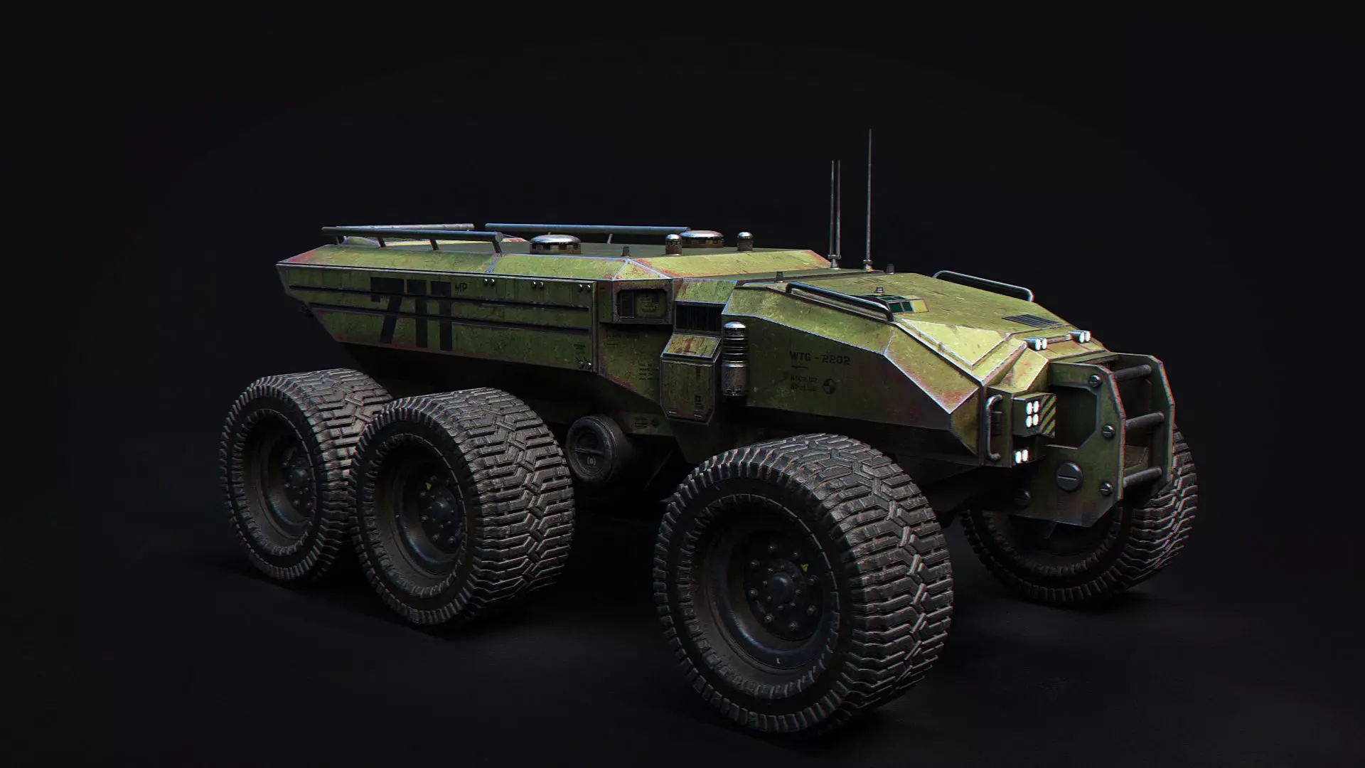 Technical Vehicle Green Source Files Attached 8K Textures Low-poly 3D model_0