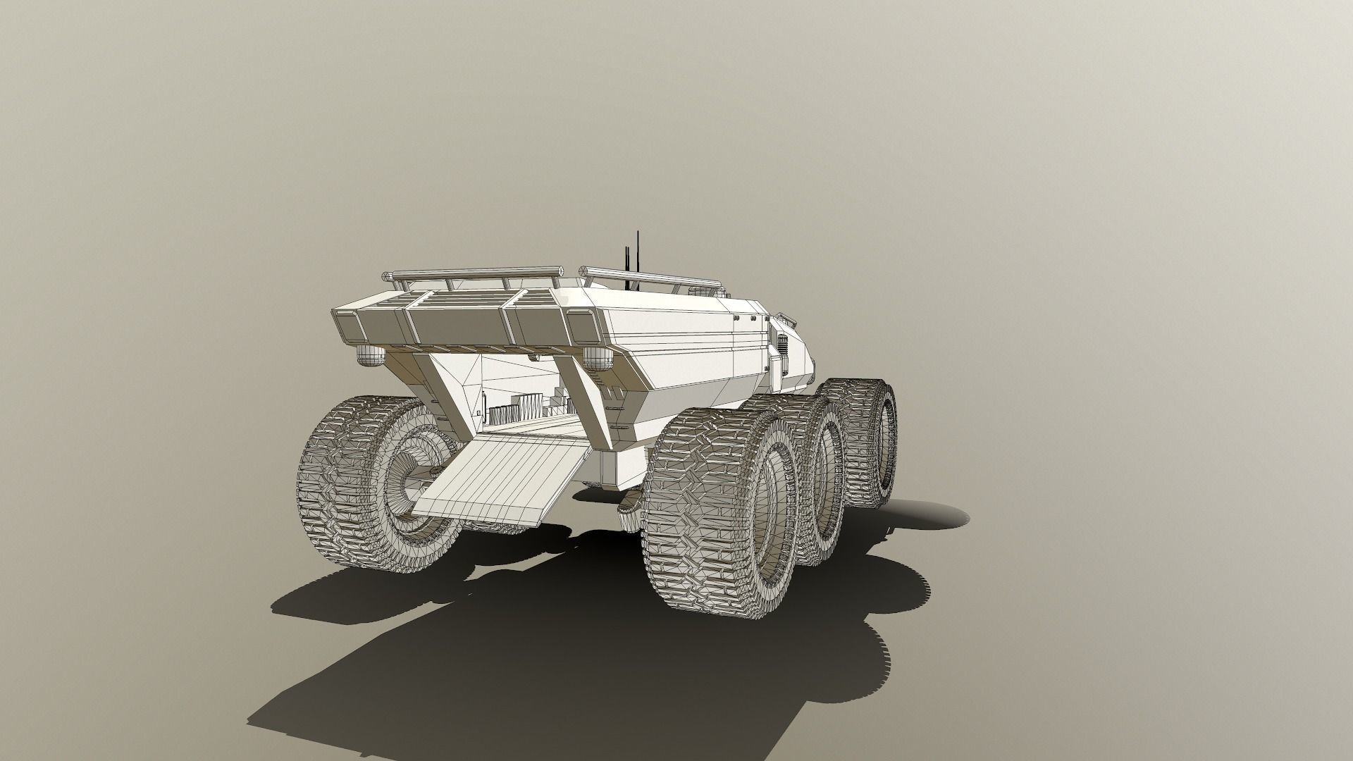 Technical Vehicle Green Source Files Attached 8K Textures Low-poly 3D model_7