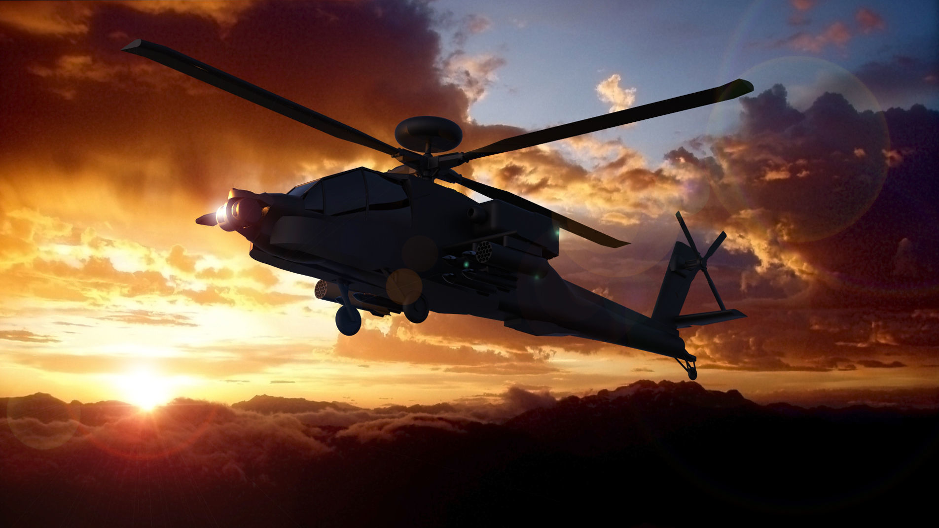 Boeing AH-64 Apache 3D print model_2