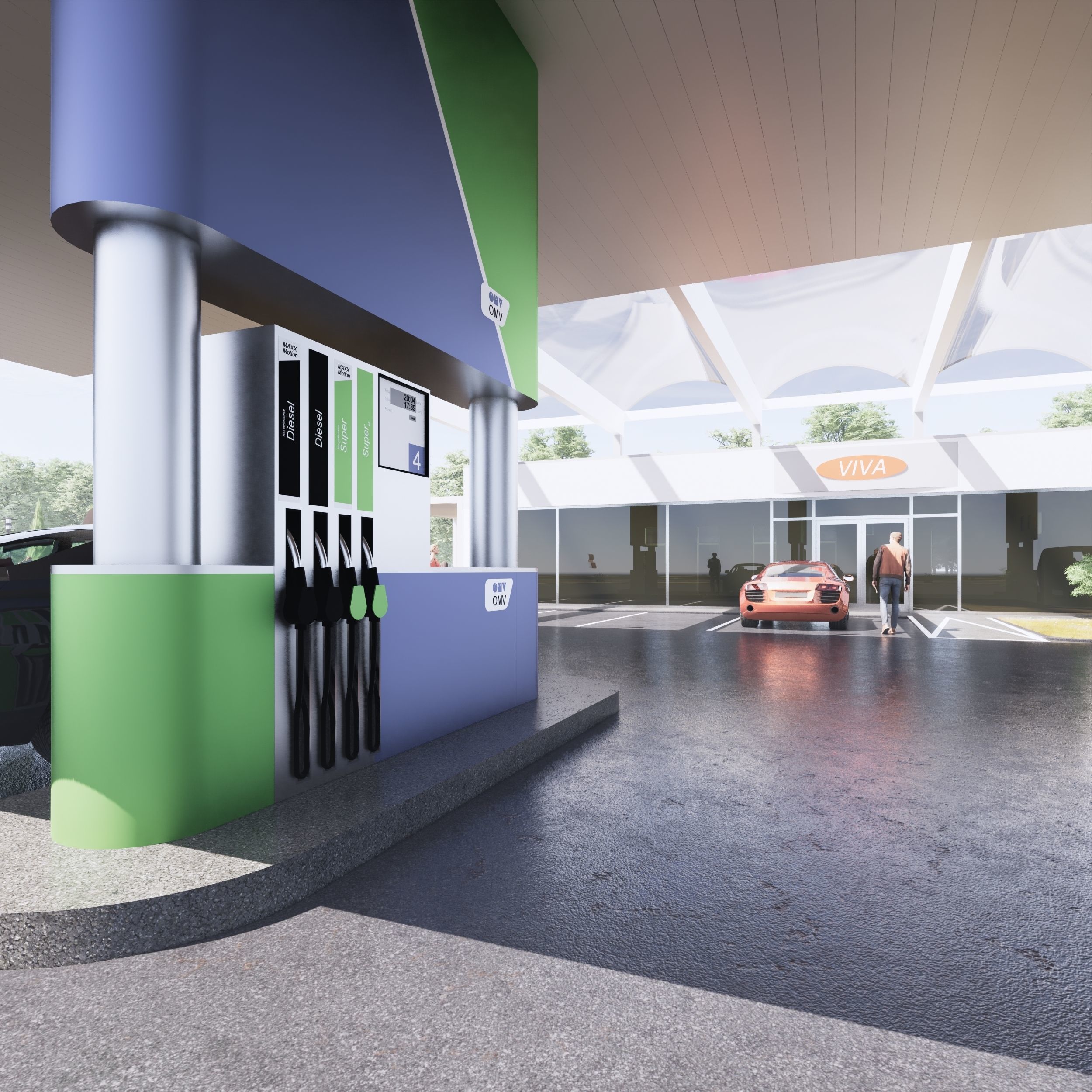 Gas station 3D model_10