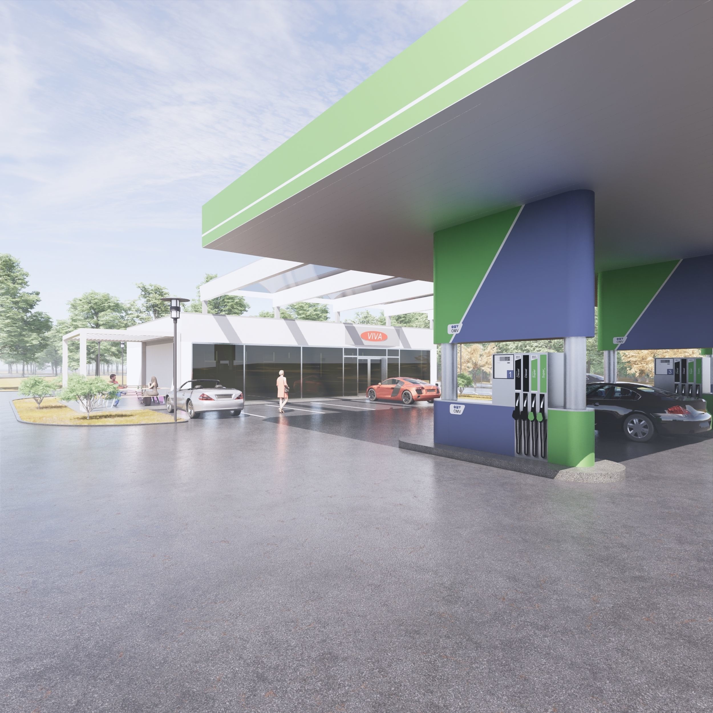 Gas station 3D model_7