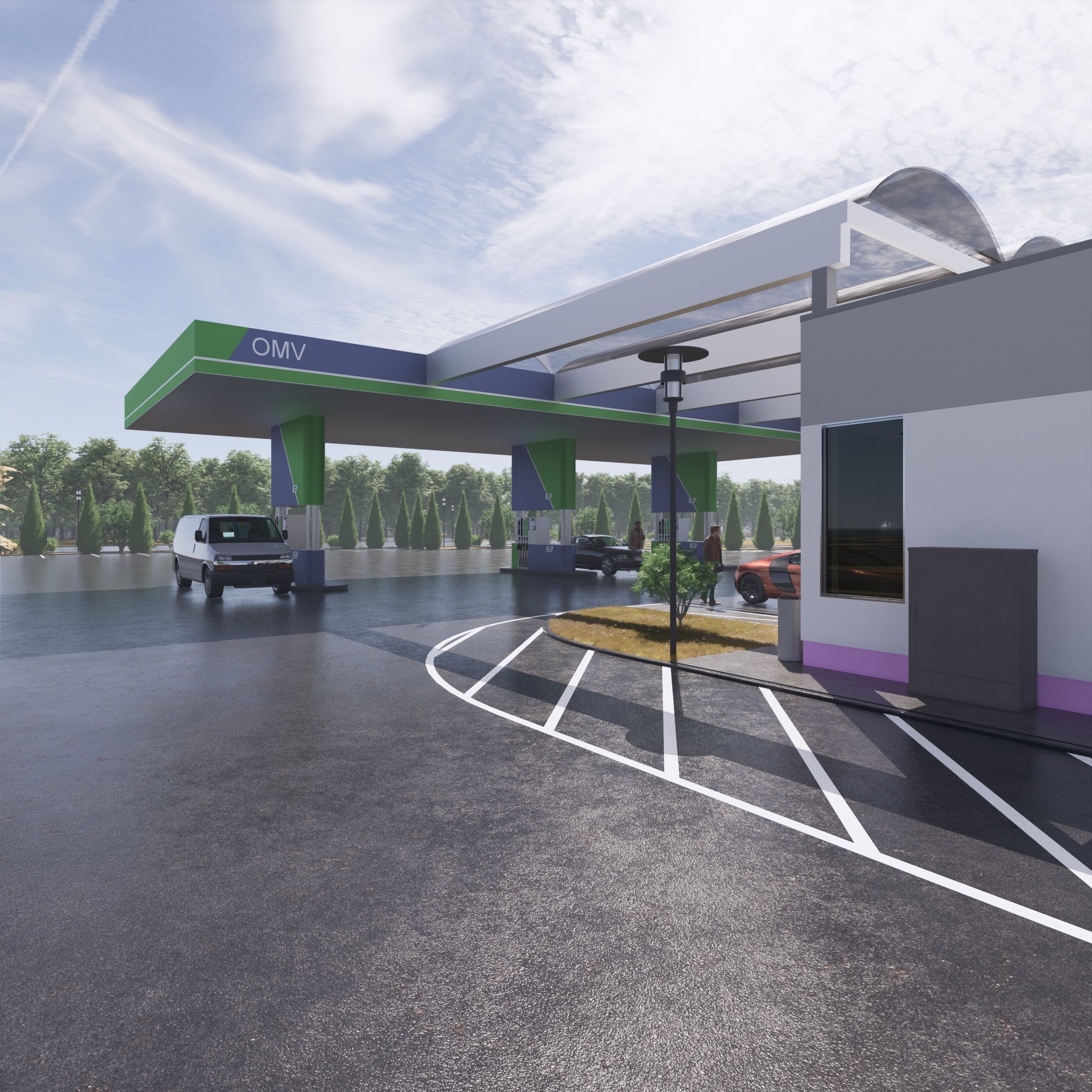 Gas station 3D model_9