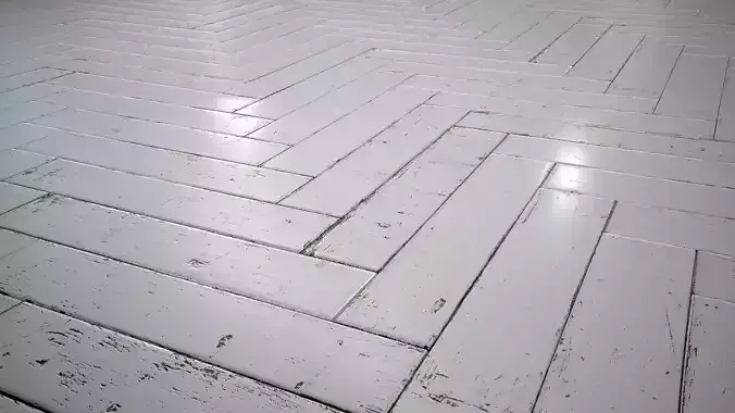 White Painted herringbone parquet - PBR textures 