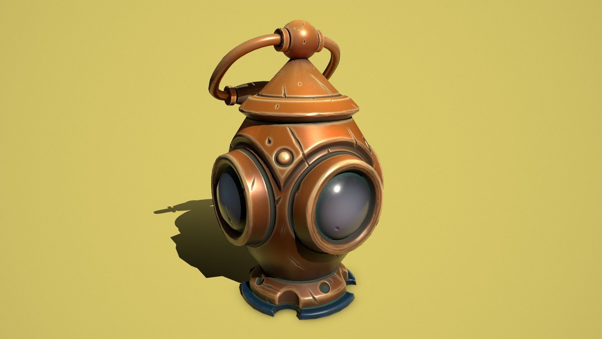 Fantasy bronze lamp Low-poly 3D model_7