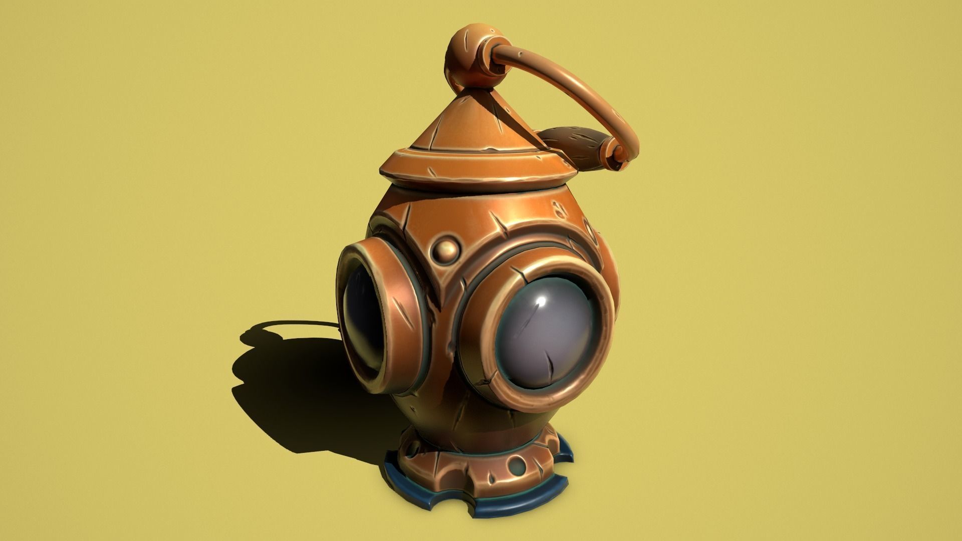 Fantasy bronze lamp Low-poly 3D model_6