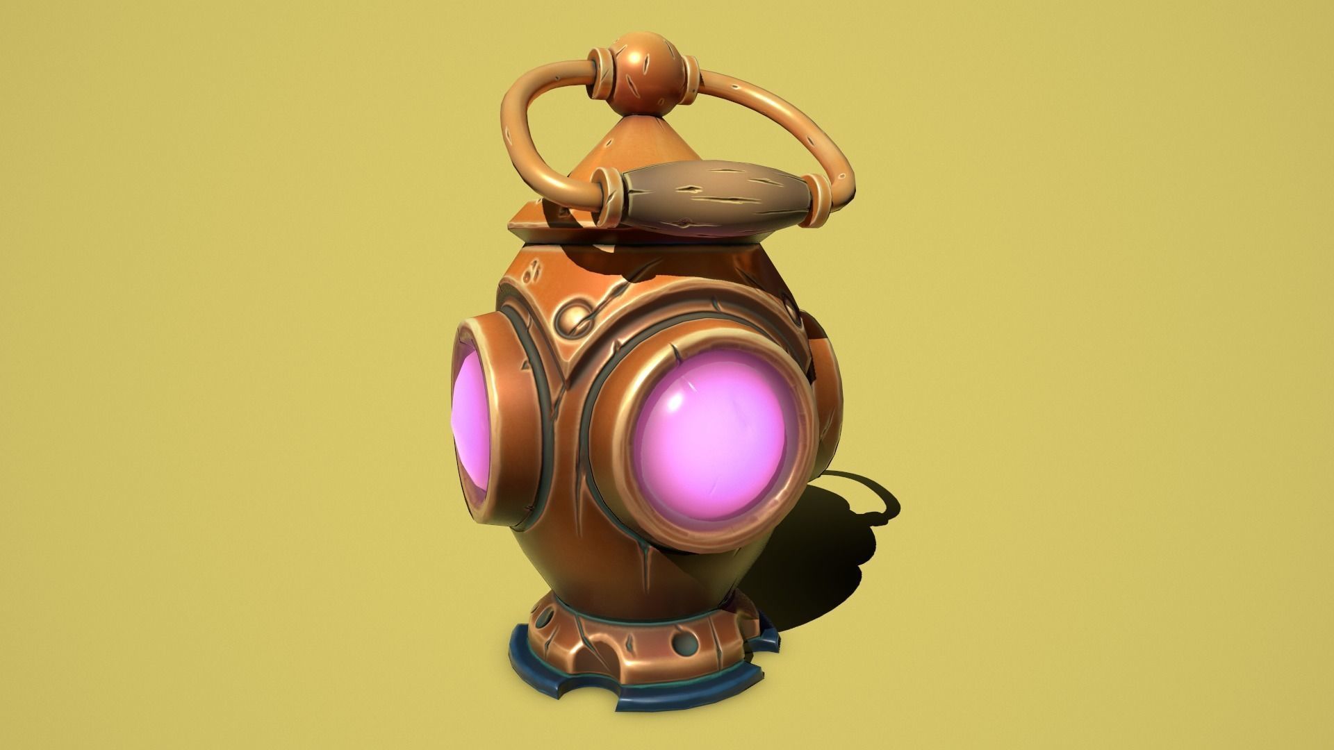 Fantasy bronze lamp Low-poly 3D model_3