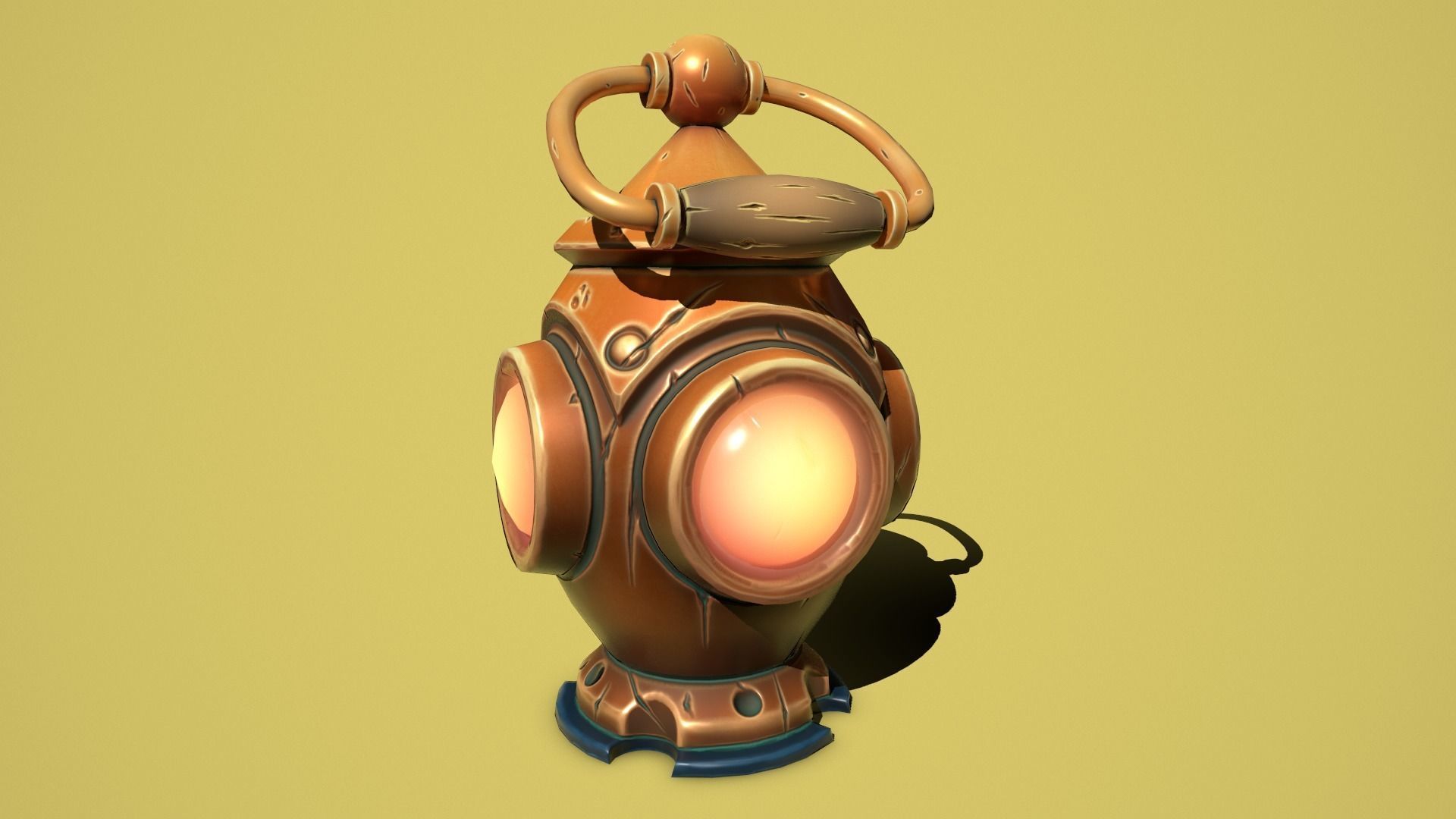 Fantasy bronze lamp Low-poly 3D model_4