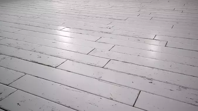 White Painted woodstrip parquet - PBR textures 3D model