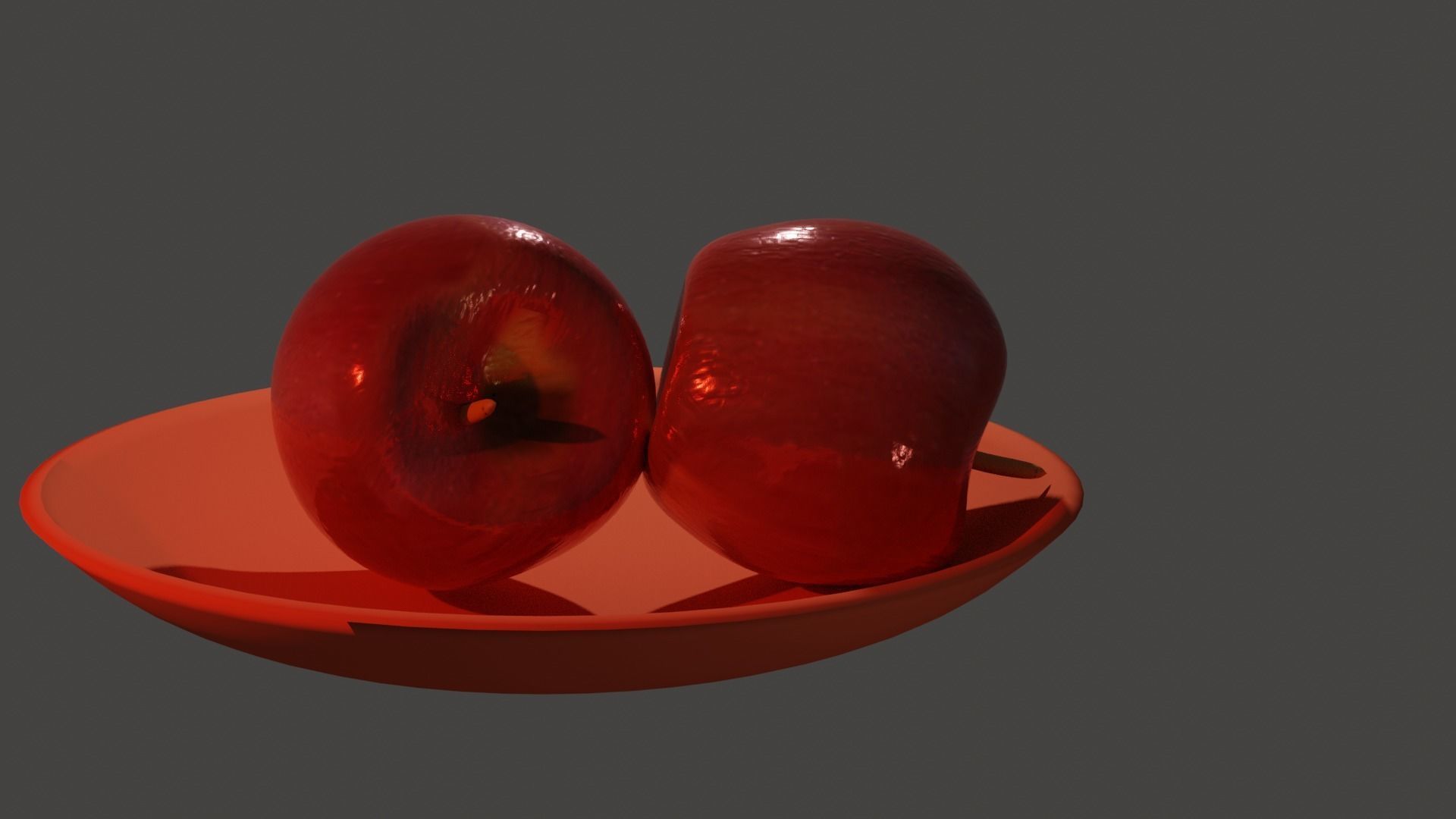 Apple two apples in bowl Free 3D model_5