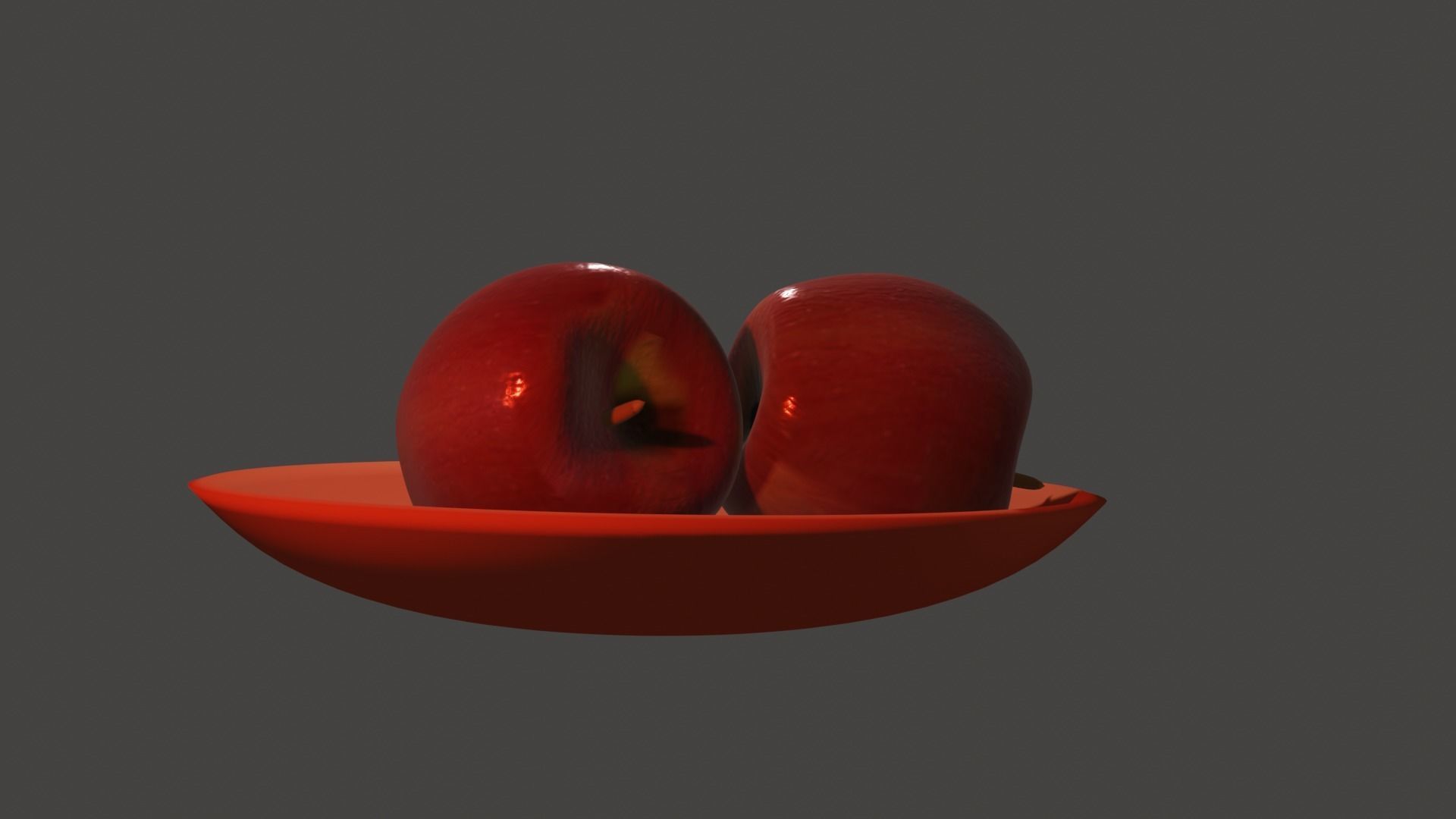 Apple two apples in bowl Free 3D model_2
