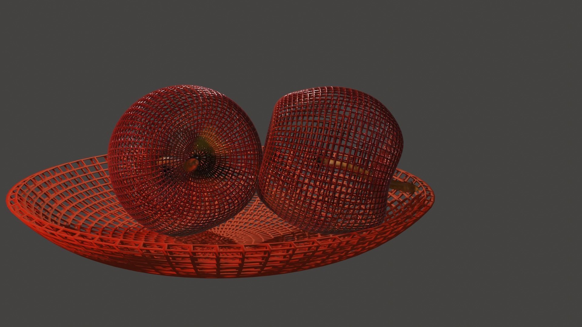 Apple two apples in bowl Free 3D model_4