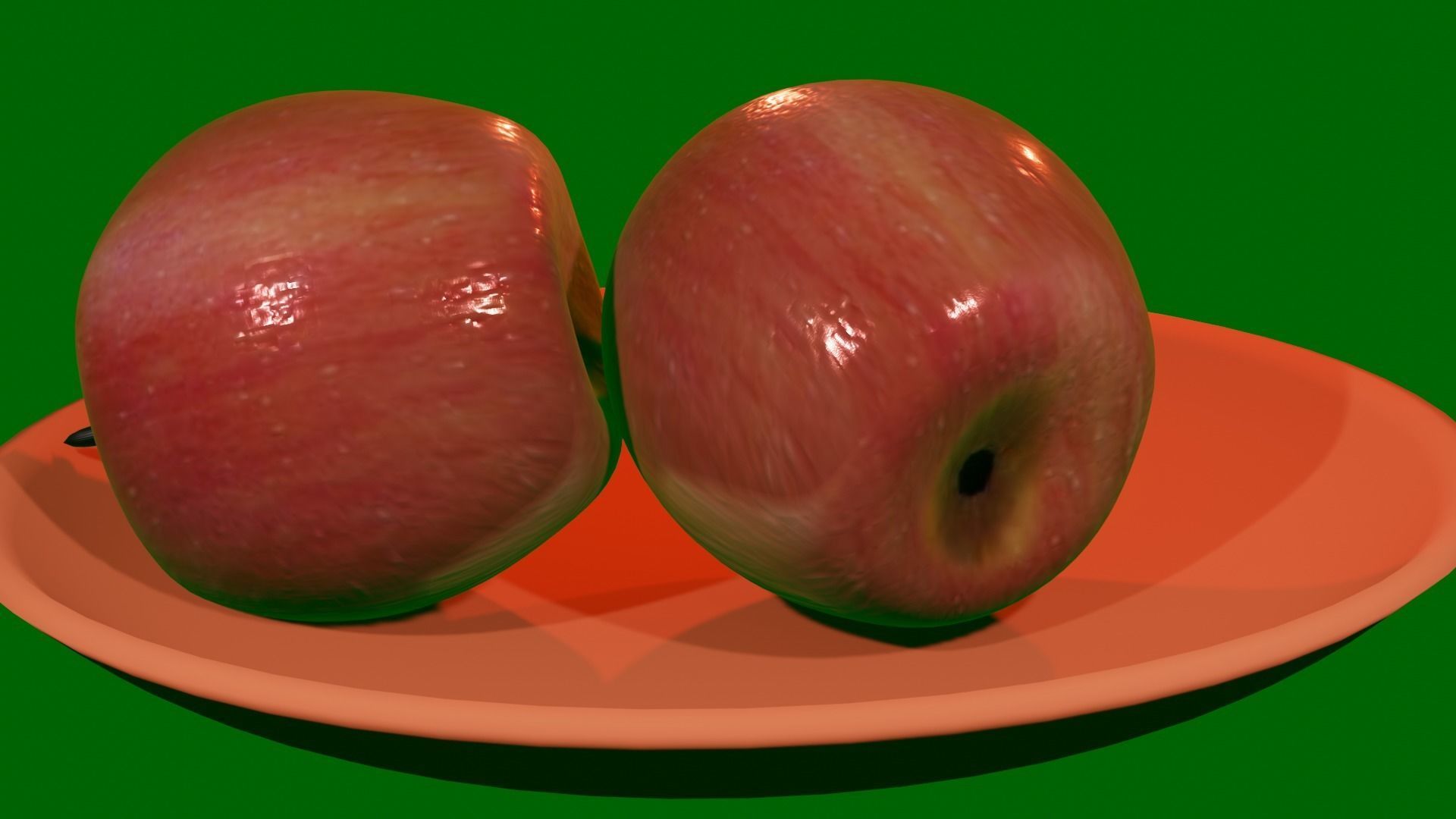 Apple two apples in bowl Free 3D model_10