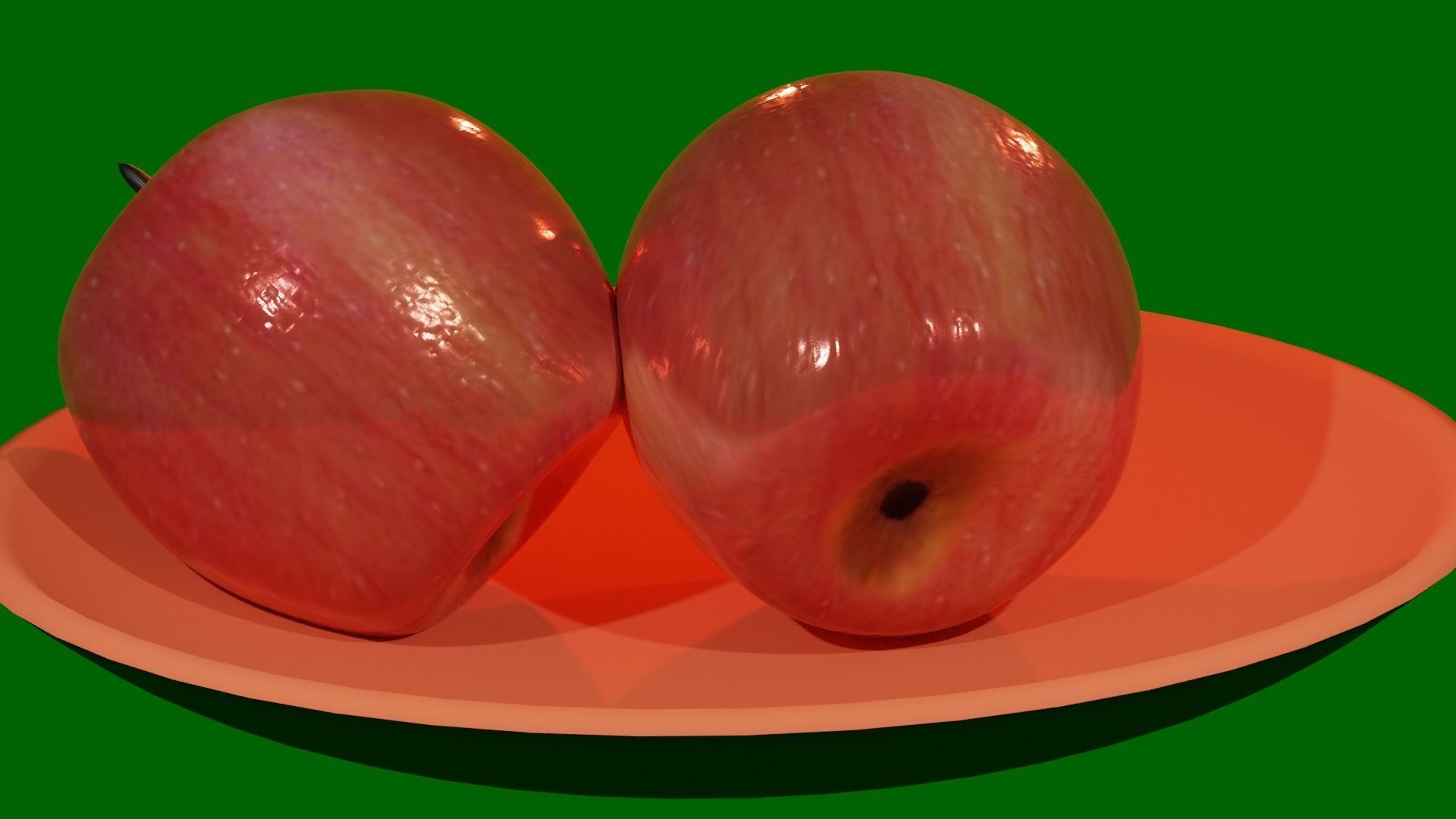 Apple two apples in bowl Free 3D model_11