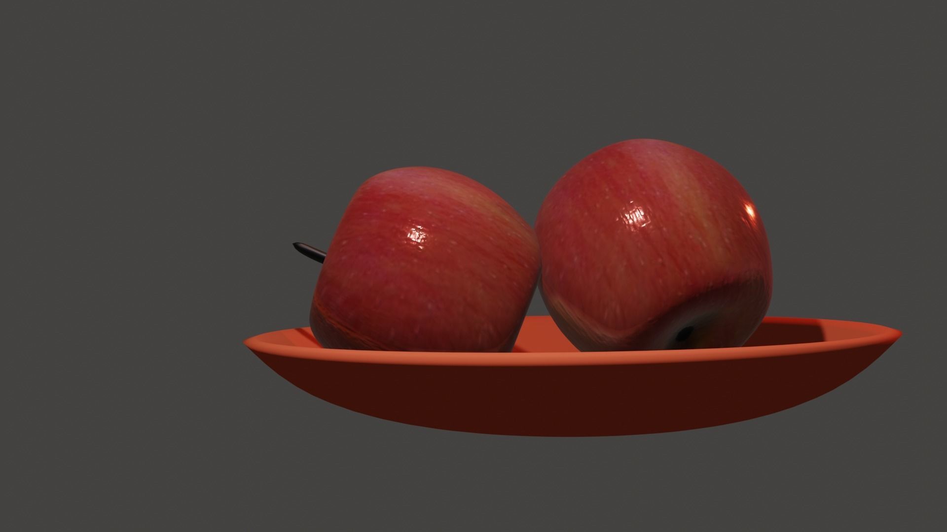 Apple two apples in bowl Free 3D model_1