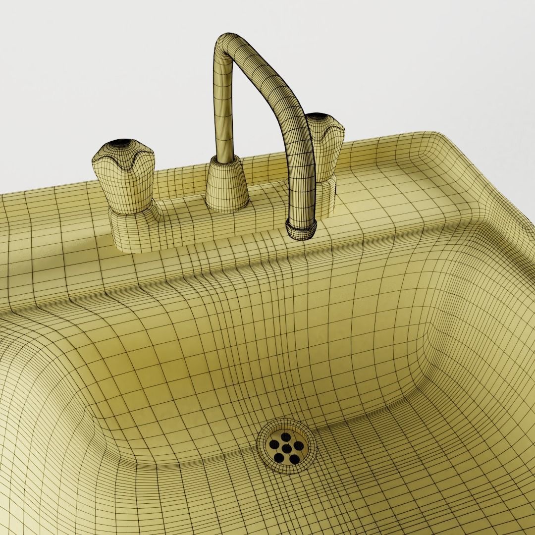 Vintage Kitchen Sink 3D model_7