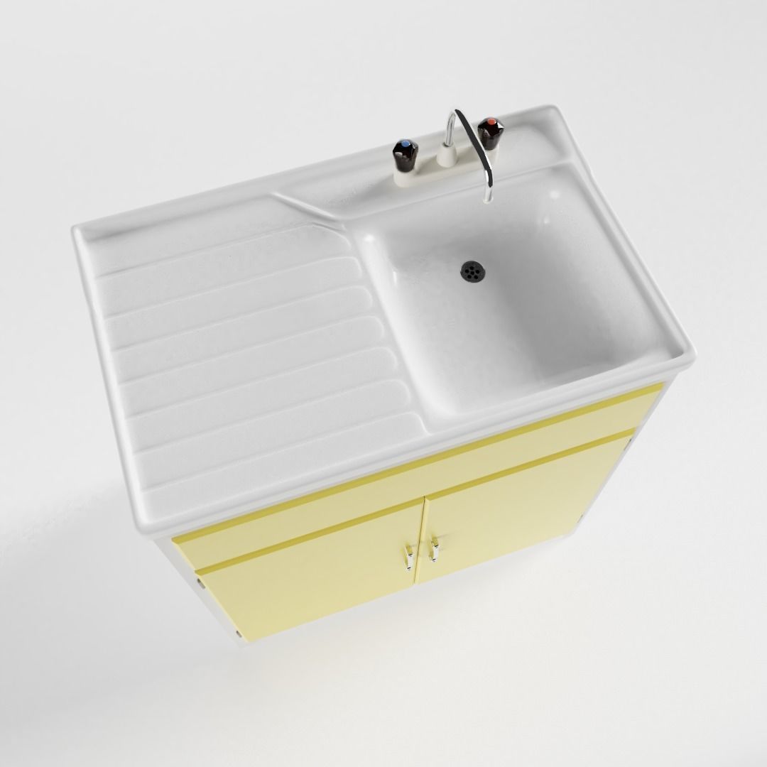 Vintage Kitchen Sink 3D model_2