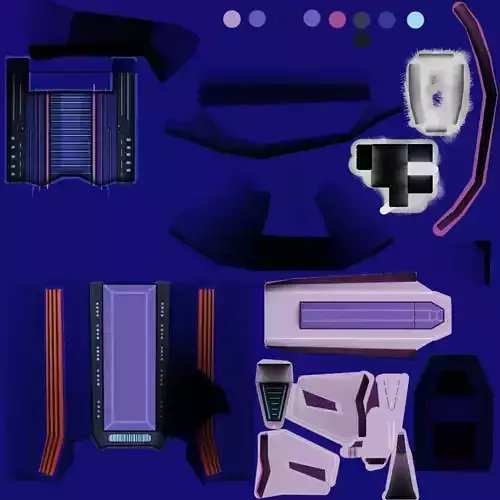 Low Poly Game jet and spaceship simple design 