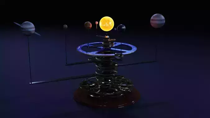 Orrery clock with planets