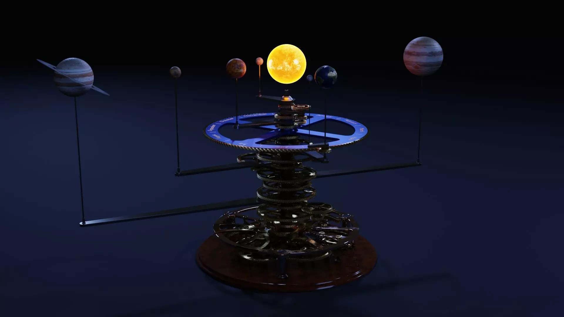 Orrery clock with planets 3D model_0