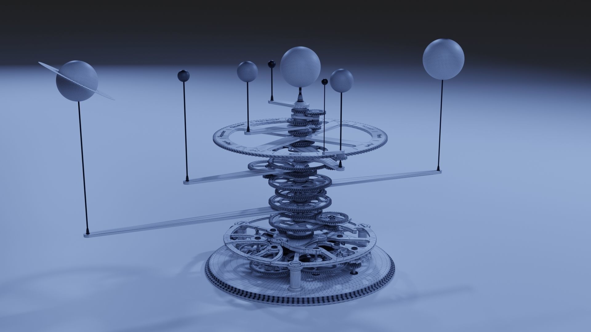 Orrery clock with planets 3D model_3