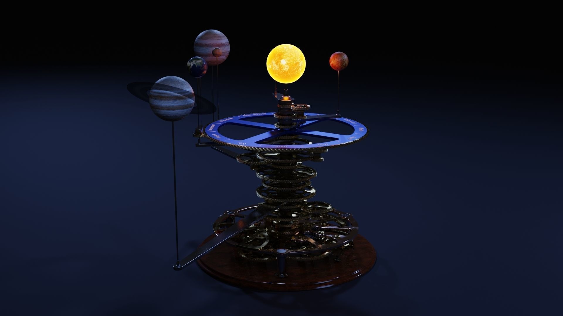 Orrery clock with planets 3D model_2