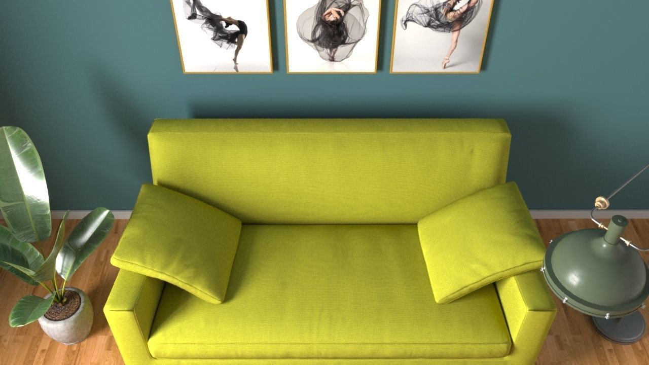 Modern Simple corner room 3d model 3D model_3