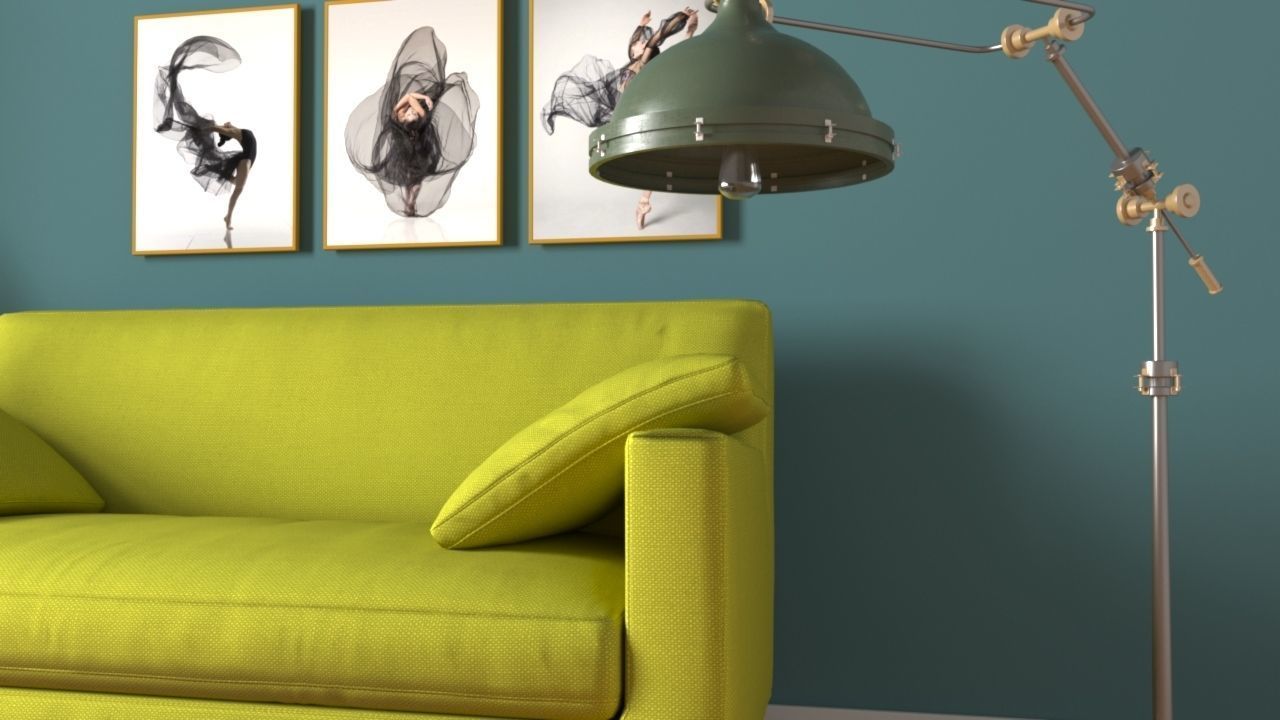 Modern Simple corner room 3d model 3D model_4