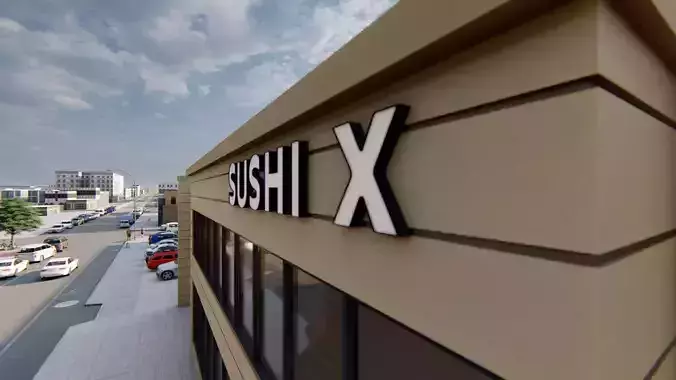 SUSHI X restaurant 3D Logo
