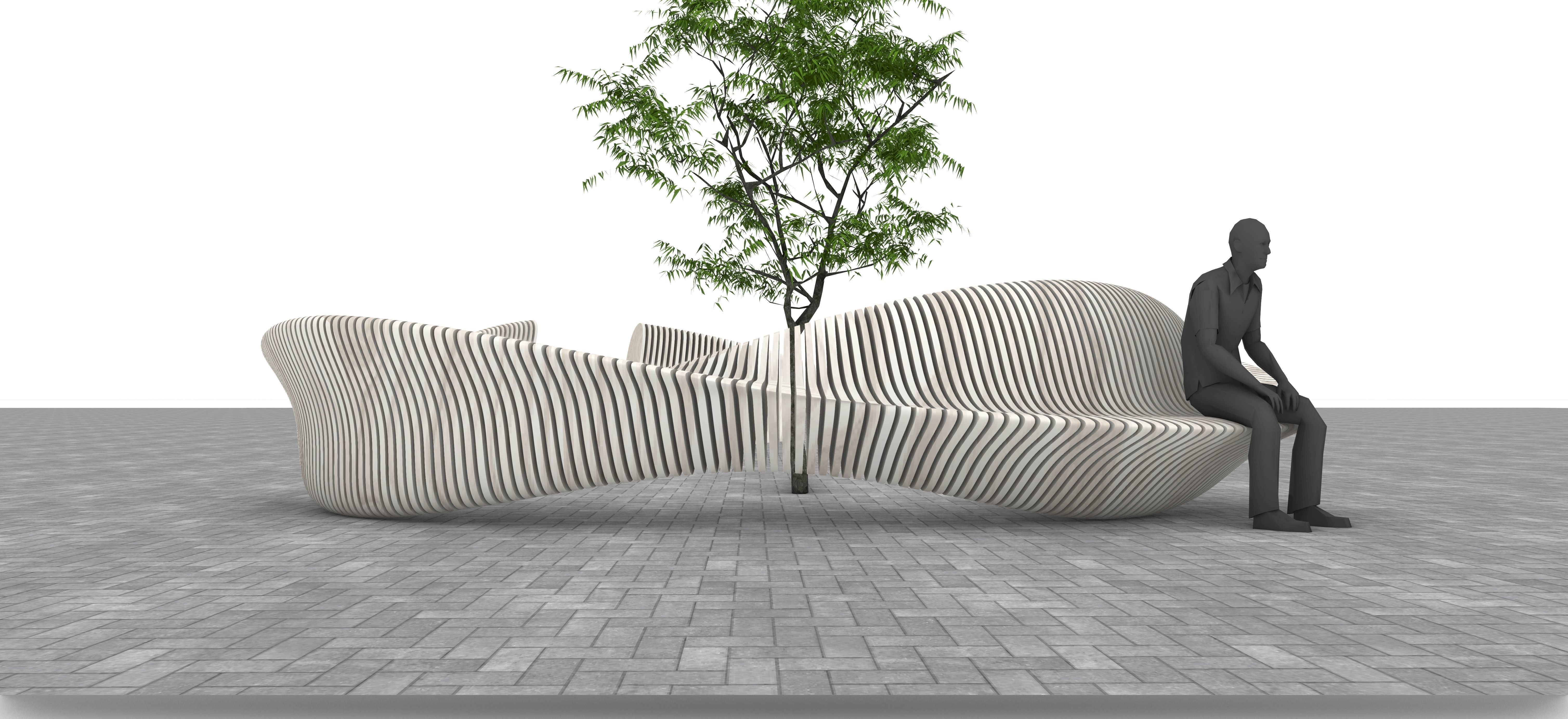 Parametric Tree Bench Seat 3D model_8