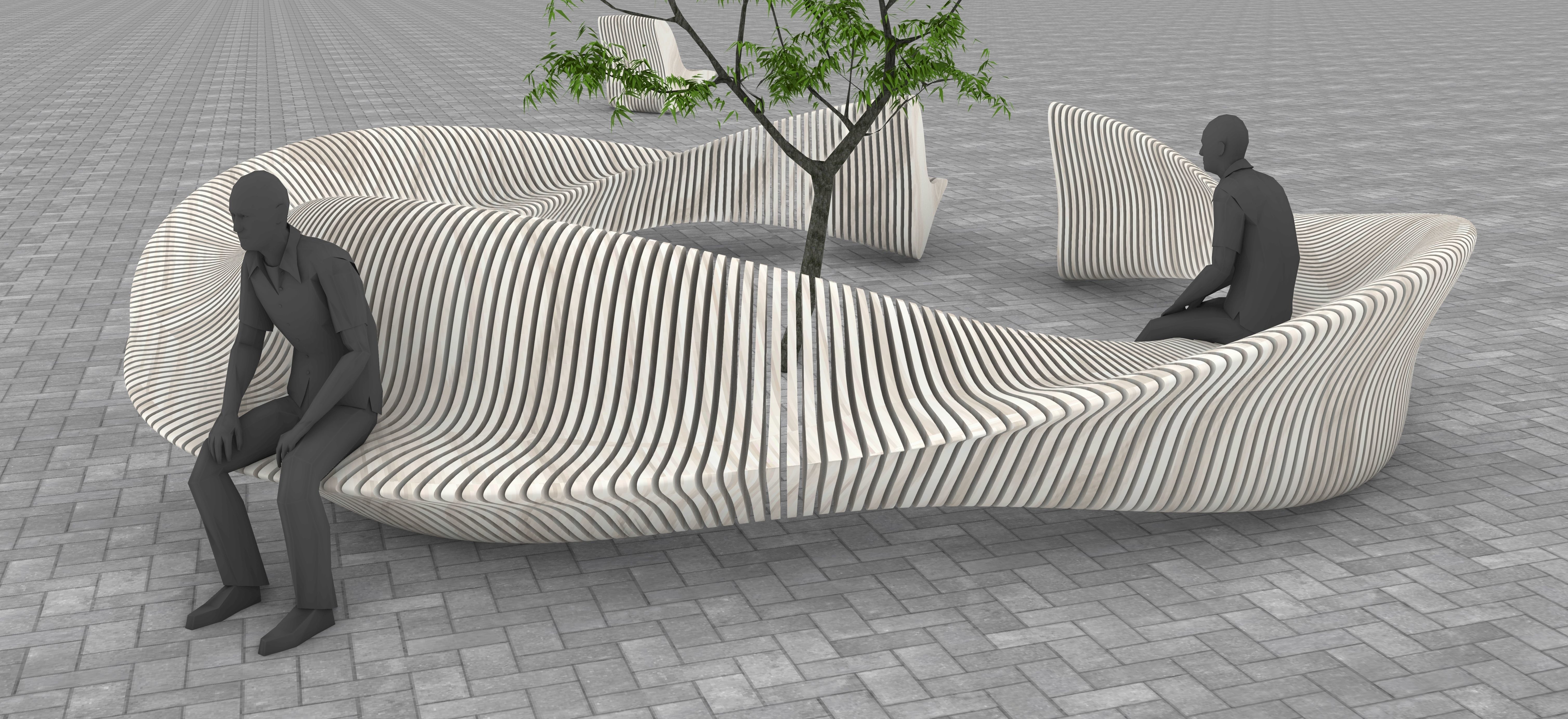 Parametric Tree Bench Seat 3D model_2