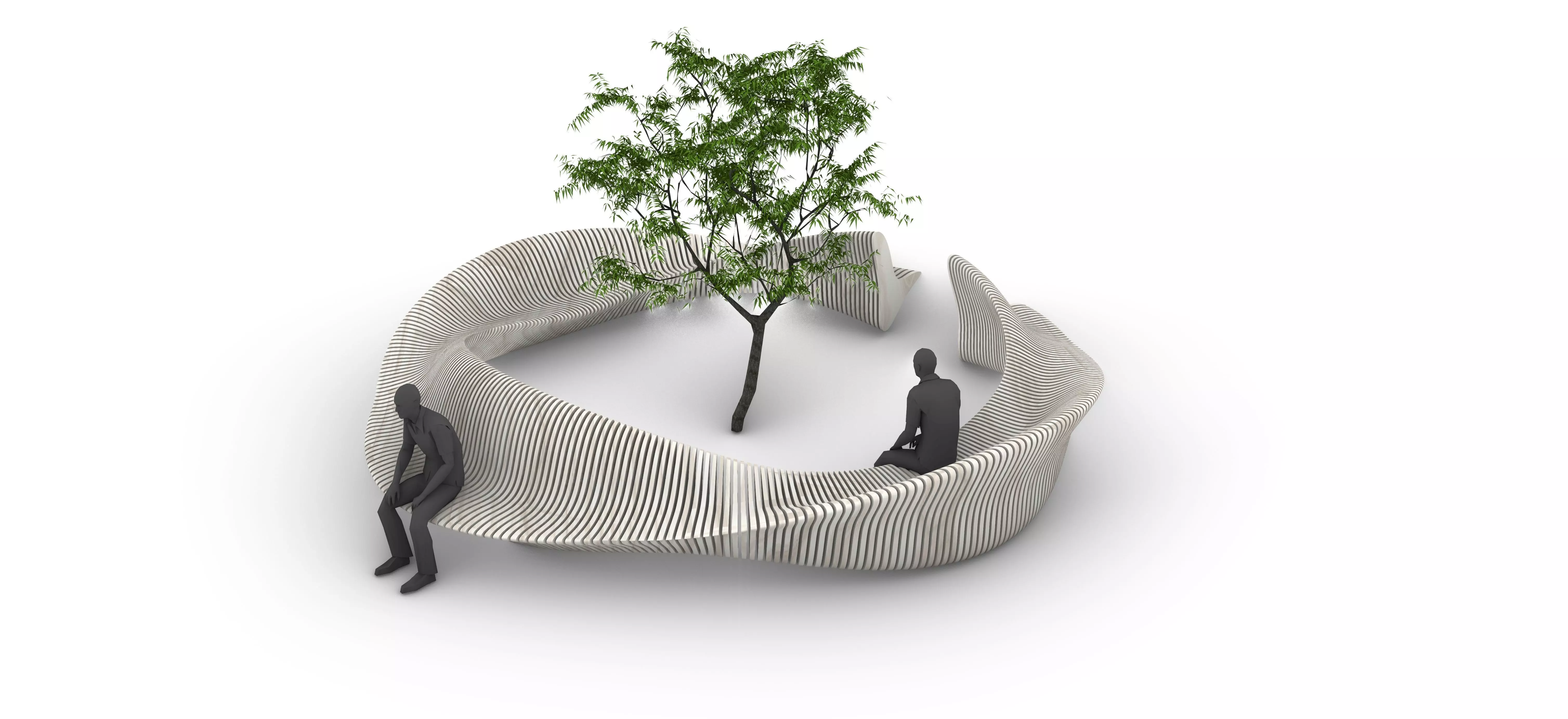 Parametric Tree Bench Seat 3D model_0