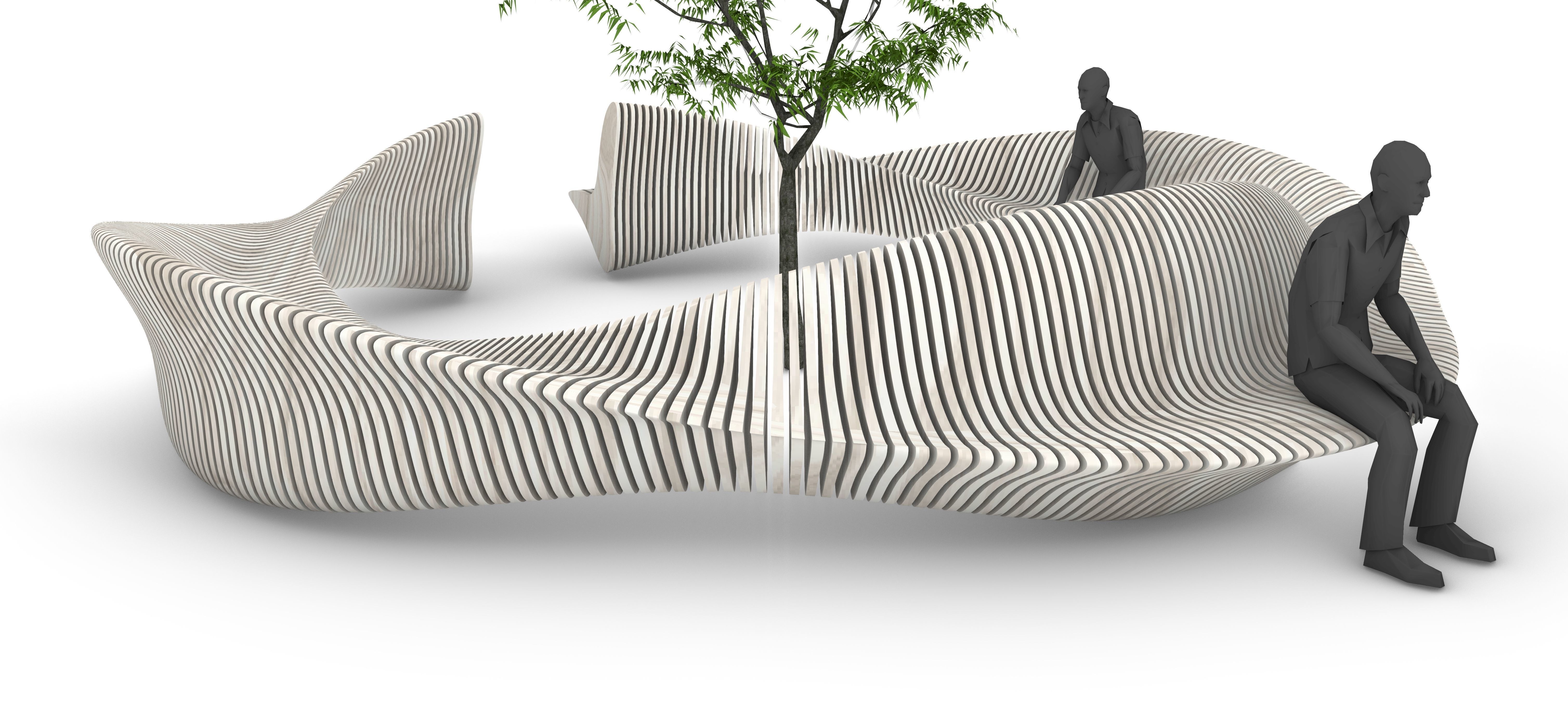Parametric Tree Bench Seat 3D model_4
