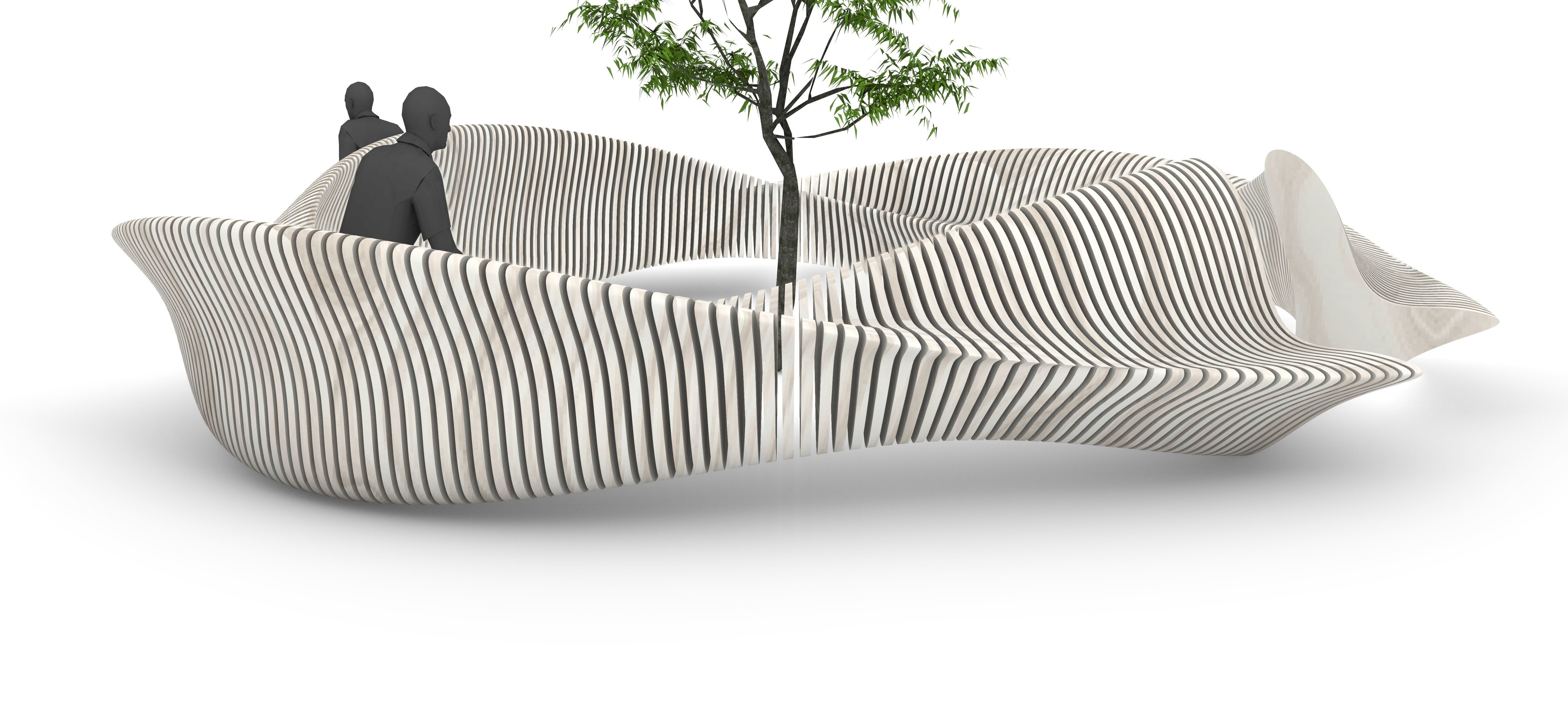 Parametric Tree Bench Seat 3D model_5