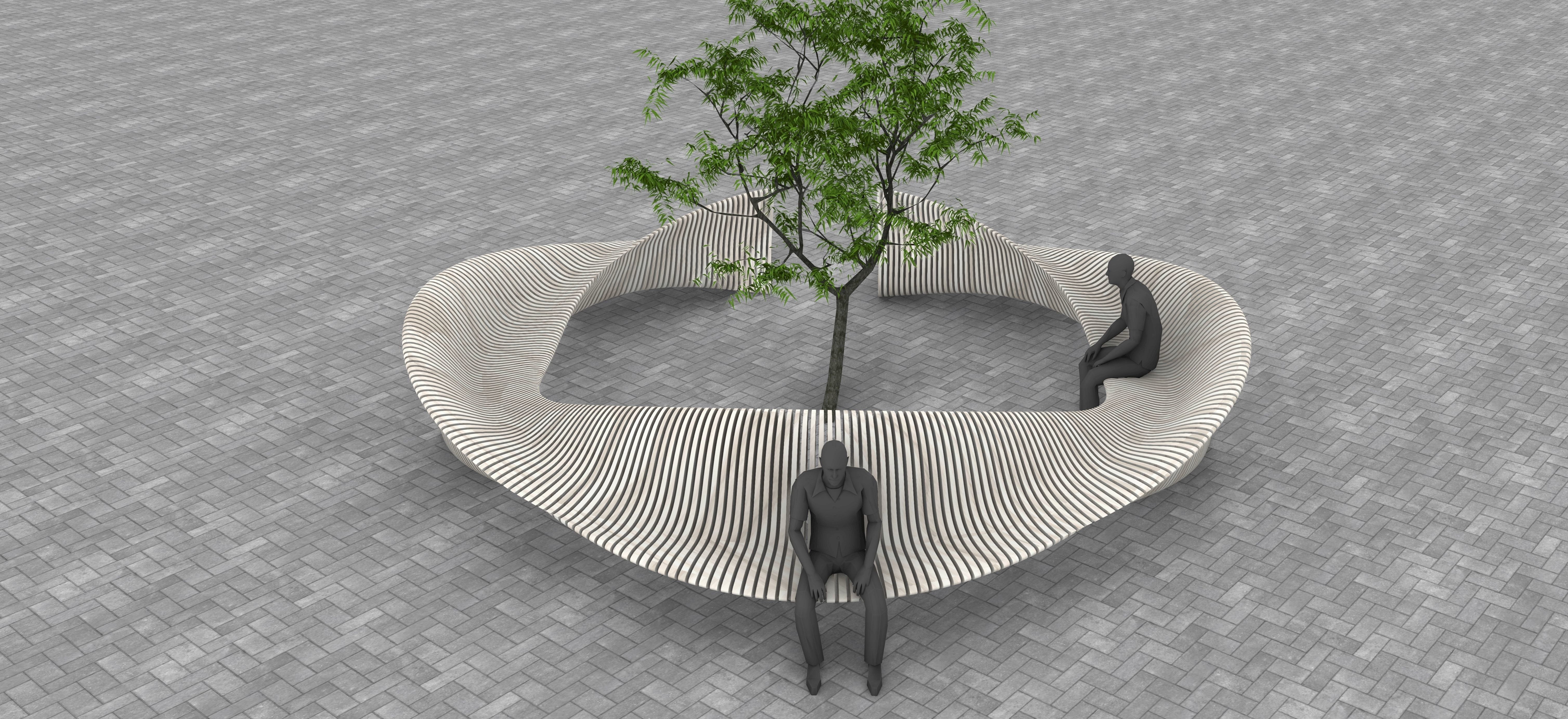 Parametric Tree Bench Seat 3D model_9
