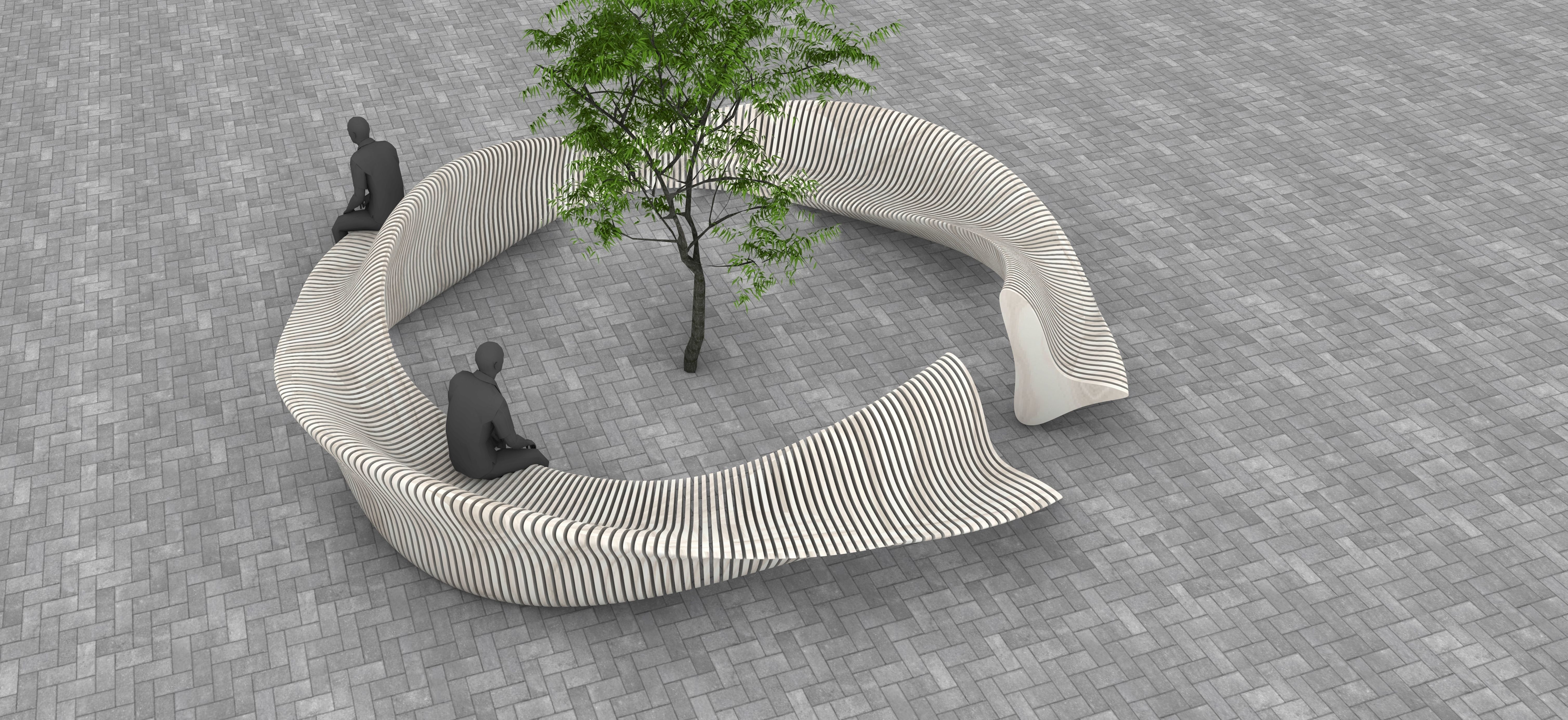 Parametric Tree Bench Seat 3D model_6